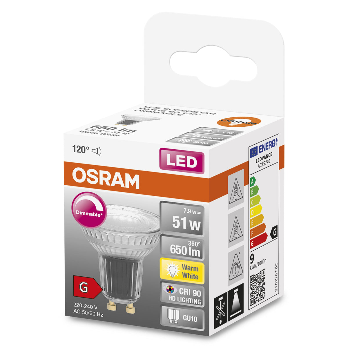 OSRAM Lampadina LED SUPERSTAR PAR16  80 120° luce calda dimmerabile GU10