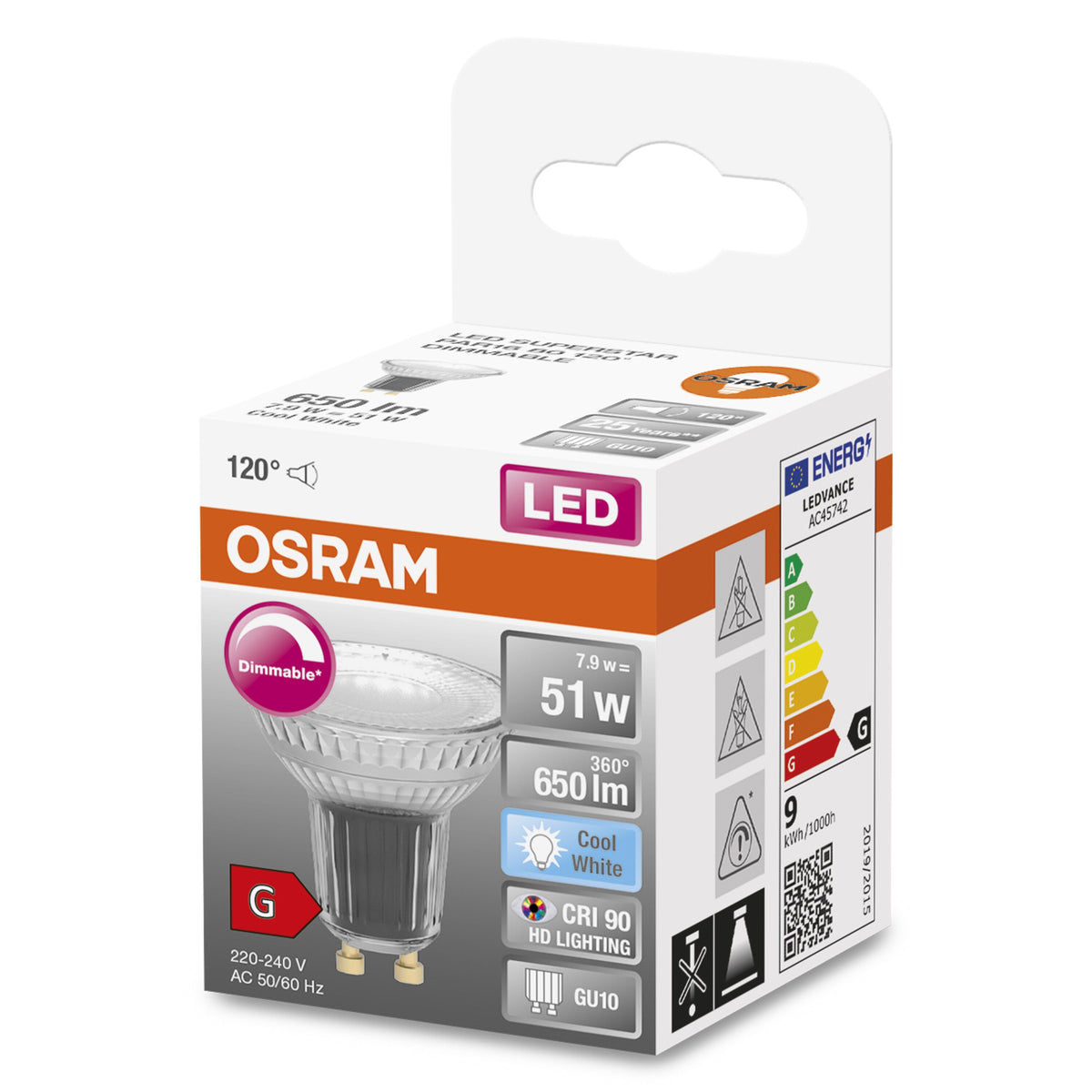 OSRAM Lampadina LED SUPERSTAR PAR16 80 120° luce naturale dimmerabile GU10