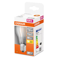 OSRAM LED Lampada LED Retrofit CLASSIC A 1.5W 827 Satinata E27, 136 lm, 2700 K, Bianco caldo