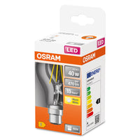 OSRAM LED Lampada LED Retrofit CLASSIC A 4W 827 Chiara B22d, 470 lm, 2700 K, Bianco caldo