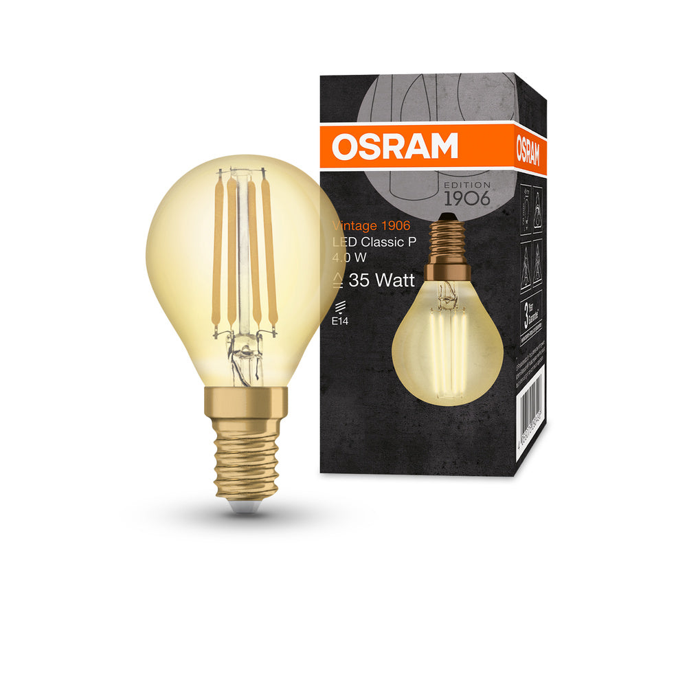 OSRAM VINTAGE 1906® LED Lampada LED CLASSIC P 4W 824 Oro E14, 410 lm, 2400 K, Luce Comfort Calda