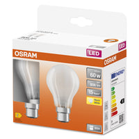 OSRAM LED Lampe LED Retrofit CLASSIC A 6.5W 827 Frosted B22d 2er Pack, 806 lm, 2700 K, Warmweiß, 2er Pack