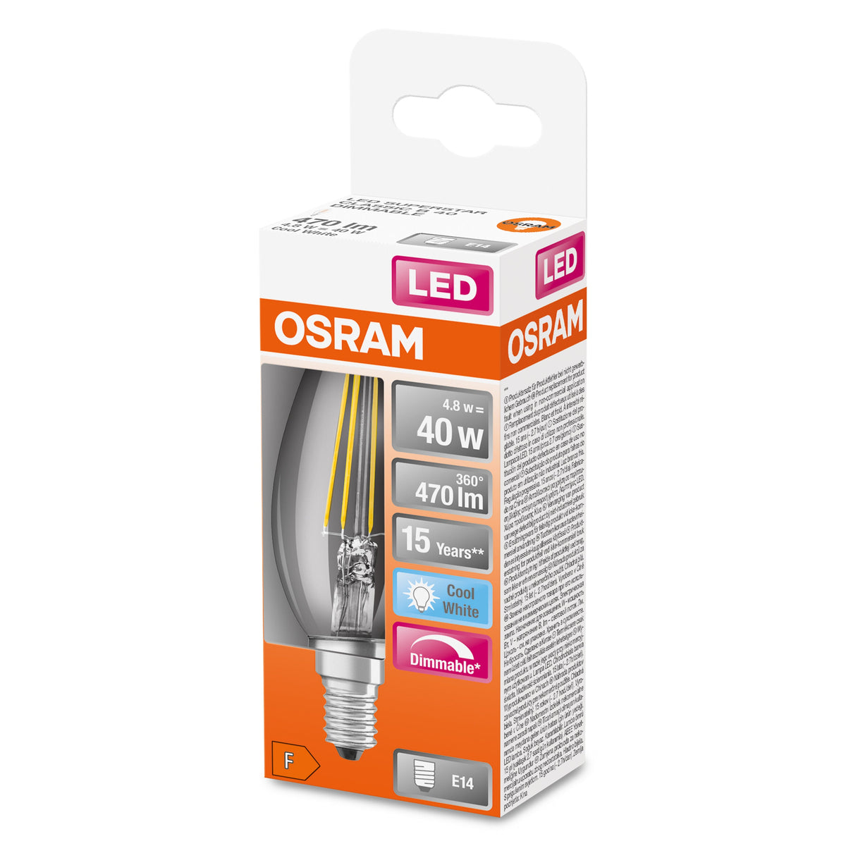 OSRAM Lampadina LED SUPERSTAR Classic B 40 filamento, luce naturale dimmerabile E14