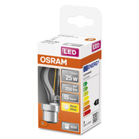 OSRAM LED Lampe LED Retrofit CLASSIC P 2.5W 827 Clear B22d, 250 lm, 2700 K, Warmweiß