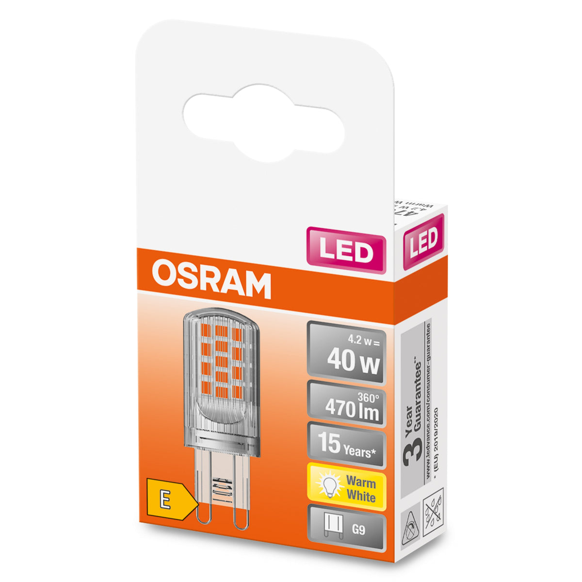 OSRAM Lampadina LED STAR PIN 40 4,2W luce calda G9