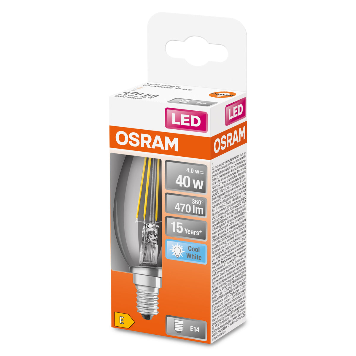 OSRAM Lampadina LED STAR Classic B 40 filamento, luce naturale E14