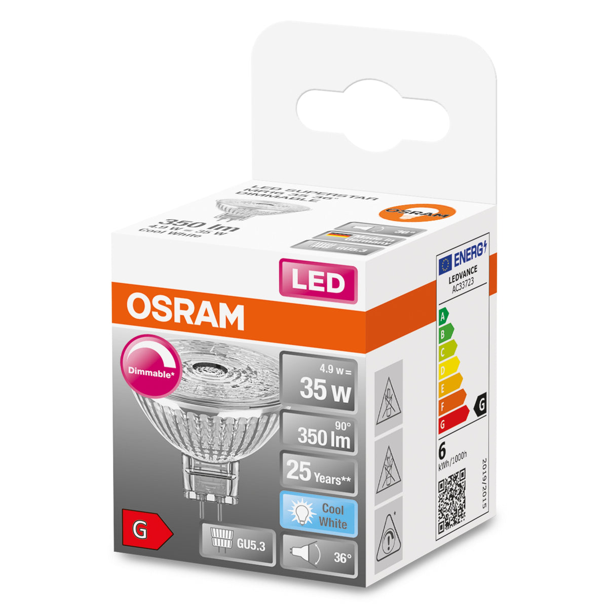 OSRAM Lampadina LED SUPERSTAR MR16 35 36° luce naturale dimmerabile GU5.3