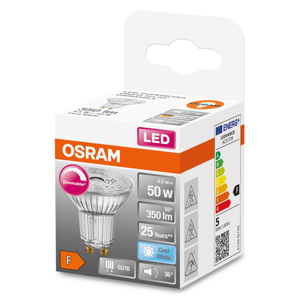 OSRAM Lampadina LED SUPERSTAR PAR16 50 36° luce naturale dimmerabile GU10