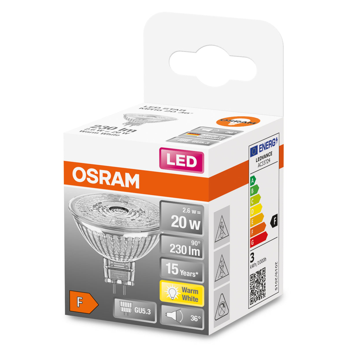 OSRAM Lampadina LED STAR MR16 20 36° luce calda GU5.3