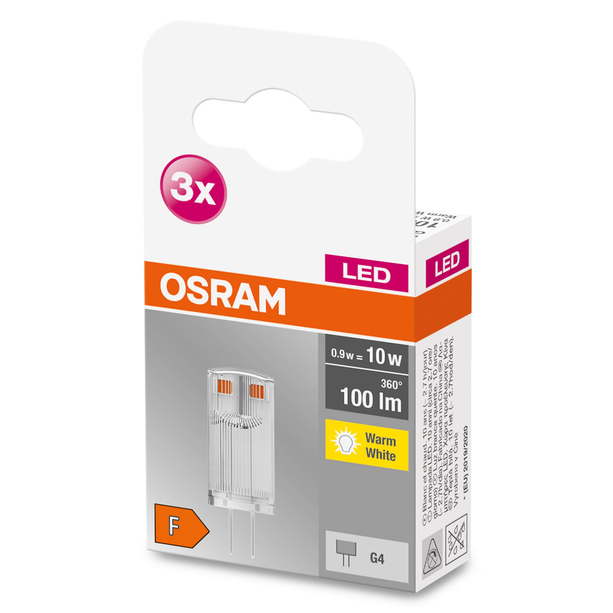 OSRAM Lampadina LED BASE PIN 10 luce calda G4 - Conf. da 3