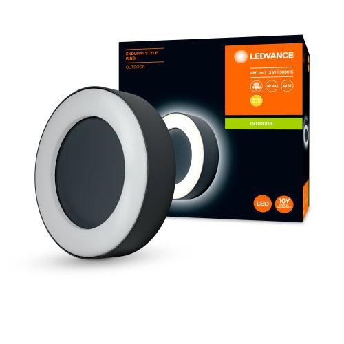 LEDVANCE Lampade LED a parete e a soffitto, Lampada da esterno, ENDURA® STYLE RING / 13 W, 220…240 V, bianco caldo, 3000 K, Materiale: Alluminio, IP44